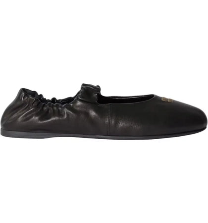 Miu Miu Ruches Nappa Leather Ballerinas Black (Women's) - authentic Miu Miu sneakers
