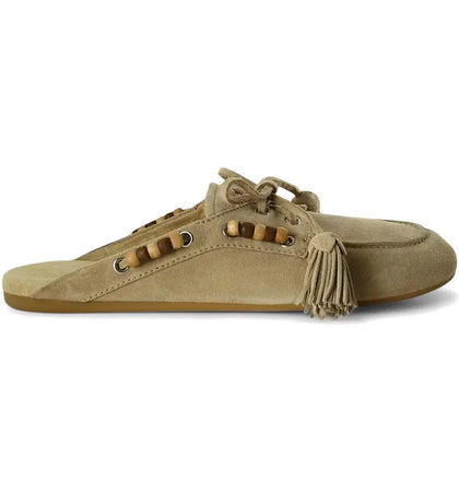 Miu Miu Suede Deck Mules Deserto (Women's) - authentic Miu Miu sneakers