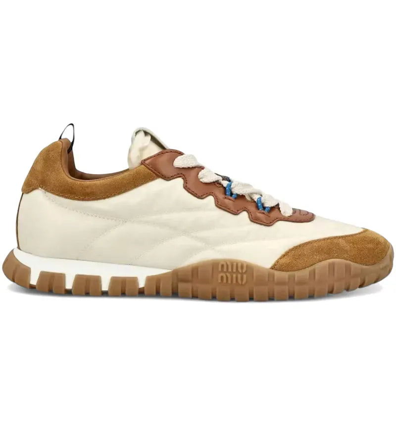 Miu Miu Tyre Technical Sneakers Avorio/Caramel (Women's) - vue 360