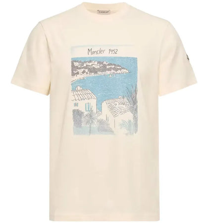 Moncler Seaside Print T-shirt White Ivory - authentic Moncler apparel