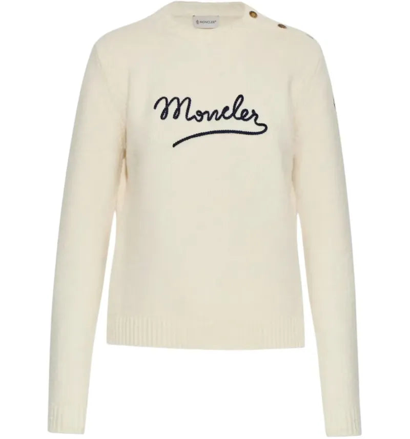 Moncler Women's Crewneck Long Sleeve Top Silk White - vue 360