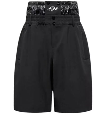 Moncler x A$AP Rocky Logo Print Shorts Black - authentic Moncler apparel