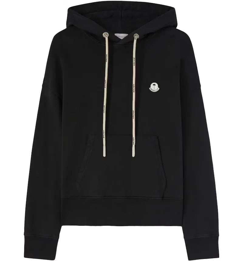 Moncler x Palm Angels Logo Patch Hoodie Black - vue 360