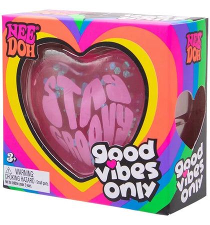 NeeDoh Good Vibes Only Squishy Fidget Toy Pink (Text on Heart May Vary) - authentic NeeDoh product