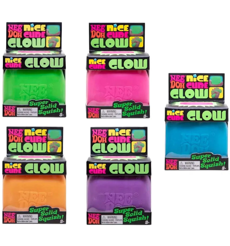 NeeDoh Nice Cube Glow Squishy Fidget Toy 5x Lot Pink/Orange/Purple/Green/Blue - vue 360