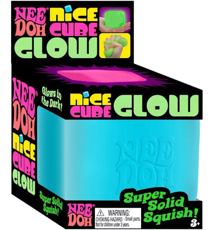 NeeDoh Nice Cube Glow Squishy Fidget Toy Blue - authentic NeeDoh product