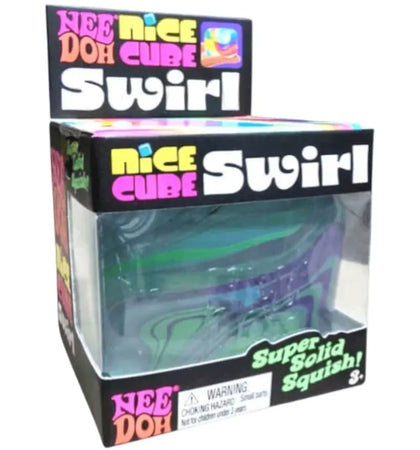 NeeDoh Nice Cube Swirl Super Squeeze! Green/Purple/Blue - authentic NeeDoh product