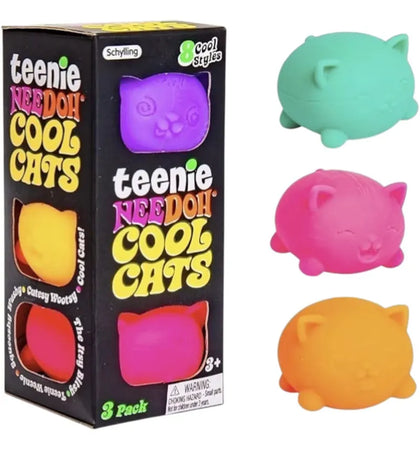 NeeDoh Teenie Cool Cat Squishy Fidget Toy Multicolor (Colors May Vary) - authentic NeeDoh product