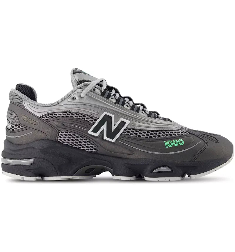 New Balance 1000 Dark Silver Metallic Lime Leaf - vue 360