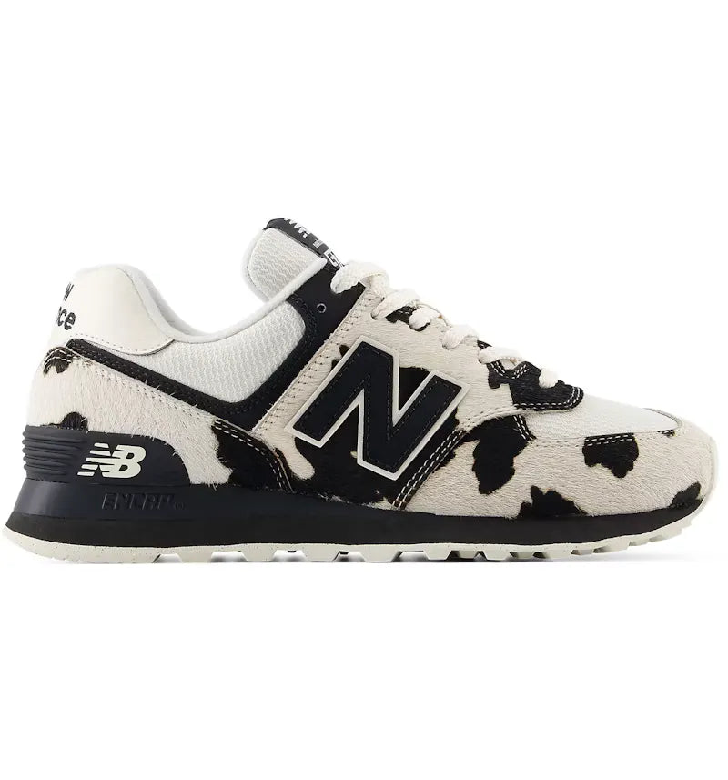 New Balance 574 Cow Print Black Linen (Women's) - vue 360