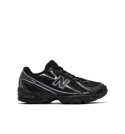 New Balance 740 Bungee Lace Black Grey Silver (PS) - authentic New Balance sneakers
