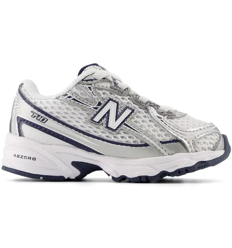 New Balance 740 Bungee Lace White Navy Silver (für Chind) (TD) - vue 360