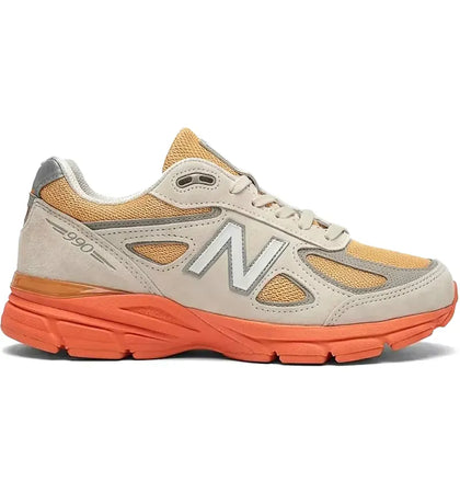 New Balance 990v4 MiUSA Moonbeam Tangerine Heat - authentic New Balance sneakers