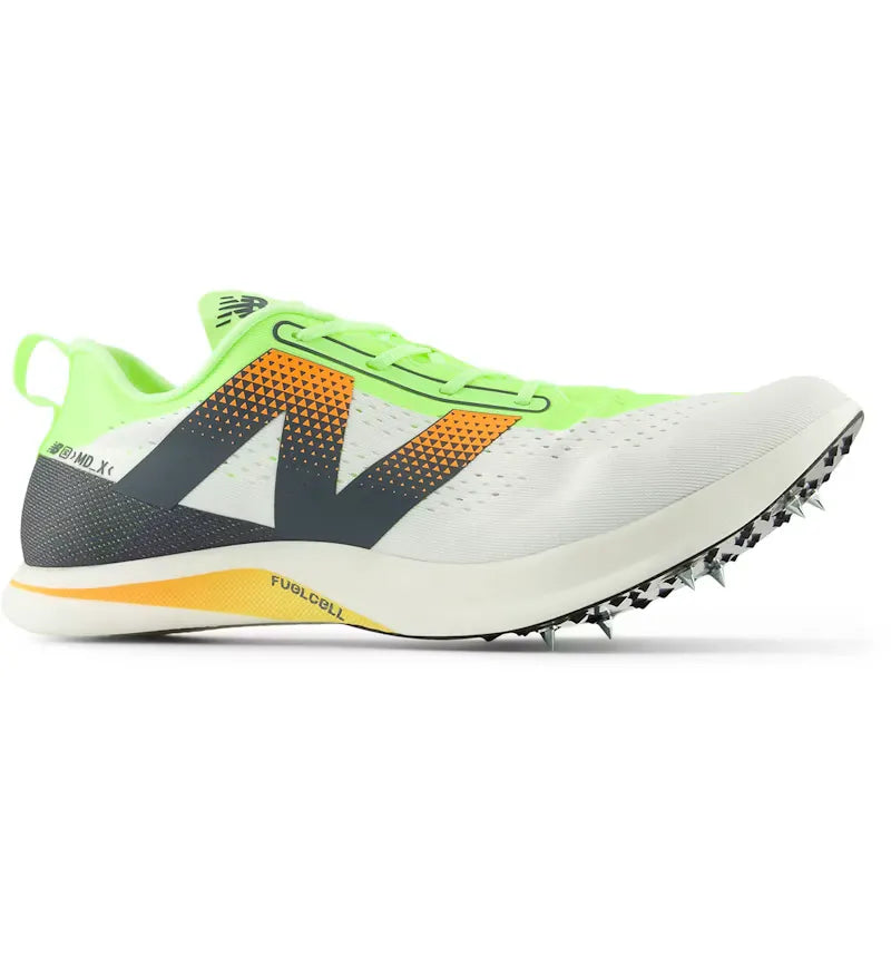 New Balance FuelCell SuperComp MDXv3 White Bleached Lime Glo Hot Mango - vue 360