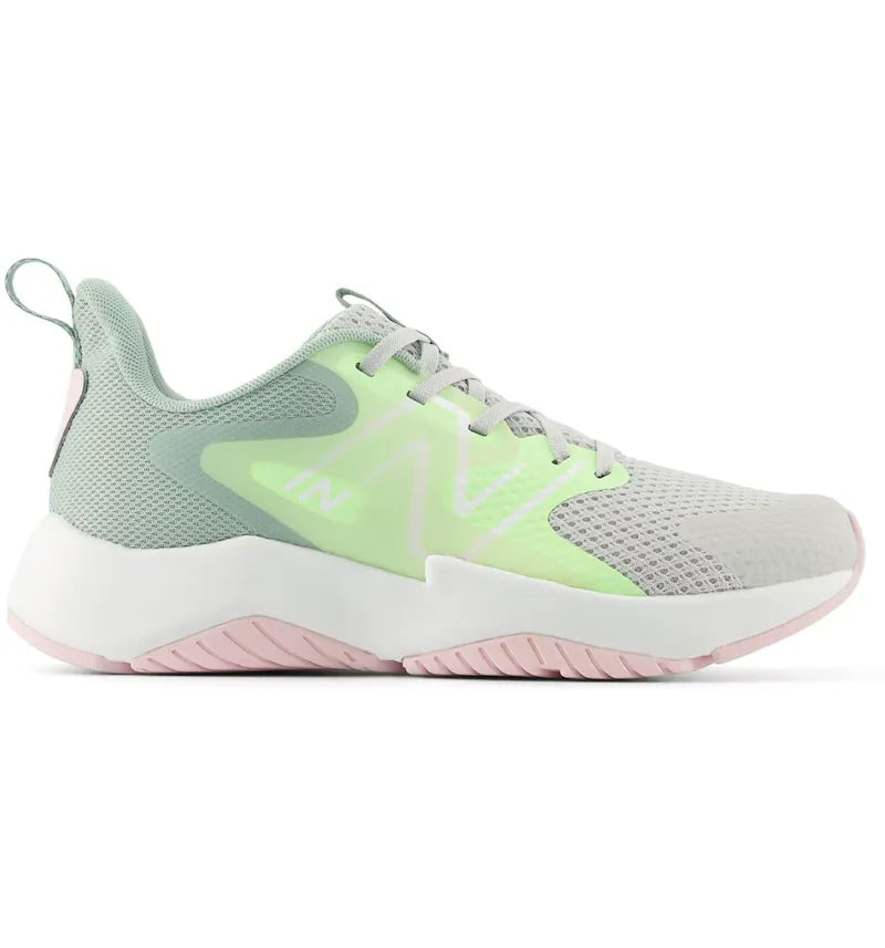 New Balance Rave Run v2 Lace Grey Matter Mint Flash Mosaic Green (GS) - vue 360