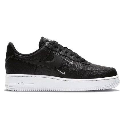 Nike Air Force 1 Low '07 Essential Black White Silver Mini Swoosh (Women's) - authentic Nike sneakers