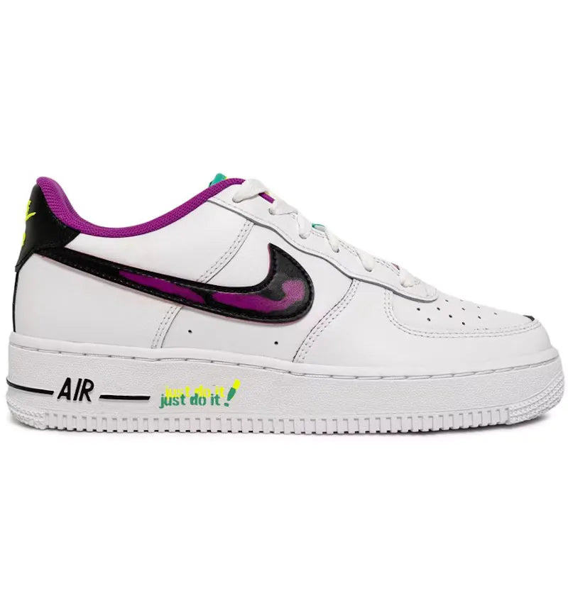 Nike Air Force 1 Low '07 LV8 Just Do It! White Vivid Purple (GS) - vue 360