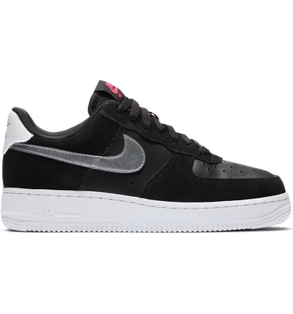 Nike Air Force 1 Low Black Pink Blast Metallic Silver (Women's) - authentic Nike sneakers