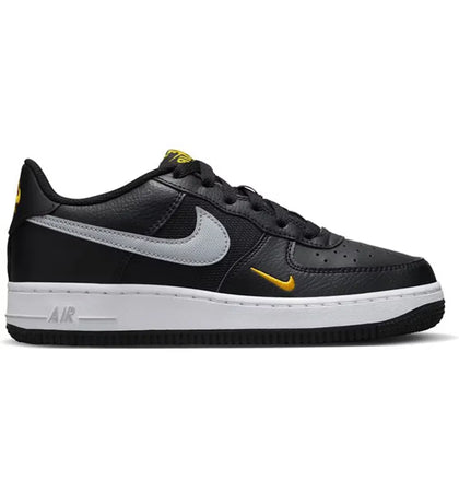 Nike Air Force 1 Low Black Wolf Grey Gold Mini Swoosh (GS) - authentic Nike sneakers