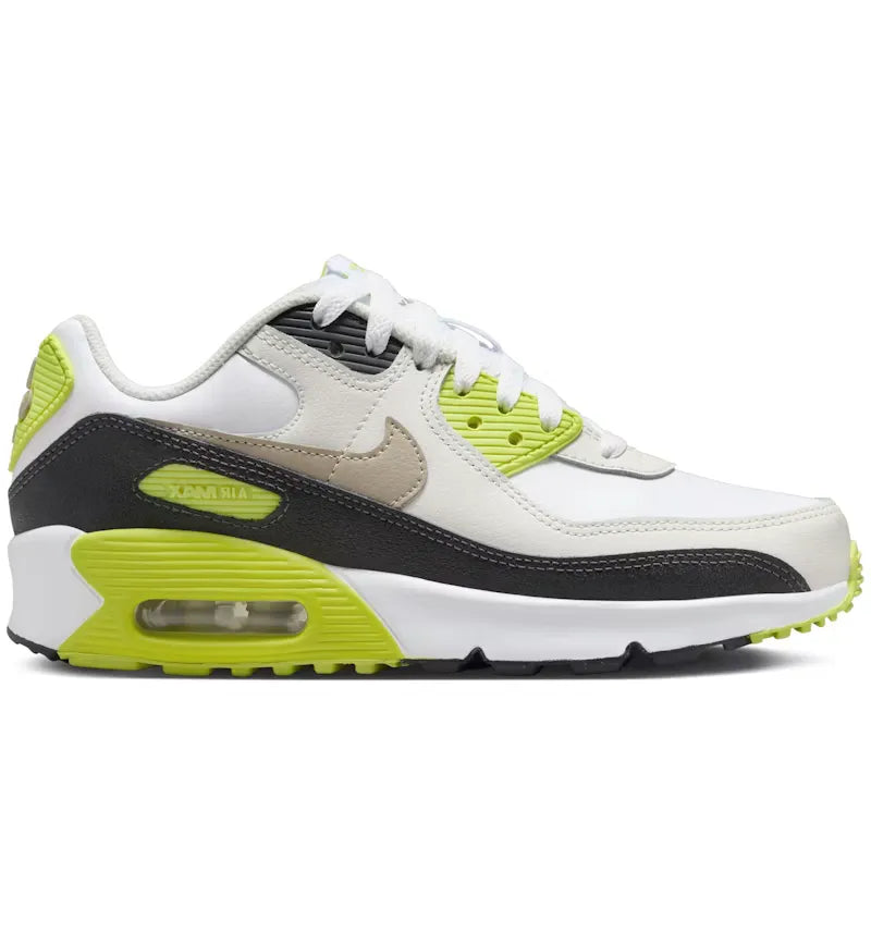Nike Air Max 90 White Cyber Dark Smoke Grey Khaki (GS) - vue 360