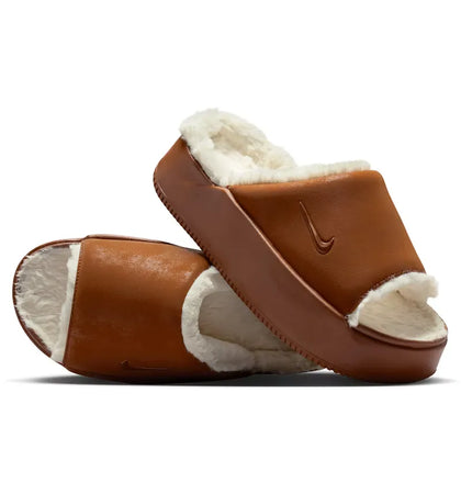 Nike Calm Elevation Fur Slide Light British Tan Coconut Milk (Women's) - authentic Nike sneakers