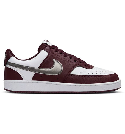 Nike Court Vision Low White Burgundy Metallic Pewter (Women's) - authentic Nike sneakers