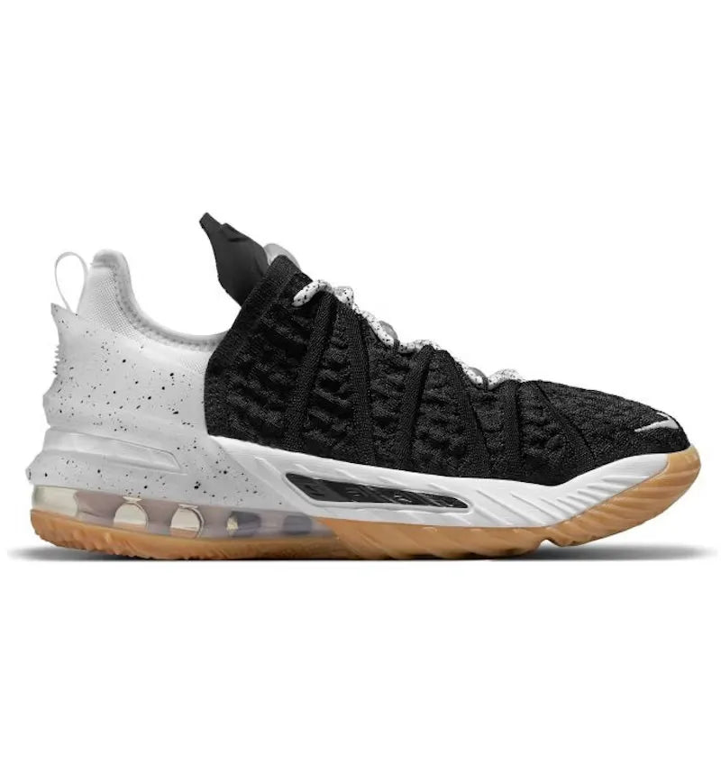 Nike LeBron 18 Black White Gum (GS) - vue 360