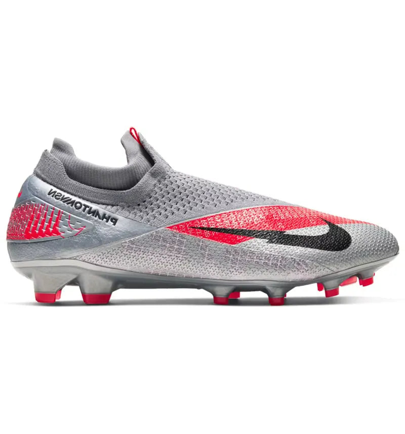 Nike Phantom Vision 2 Elite DF FG Metallic Grey Crimson - vue 360
