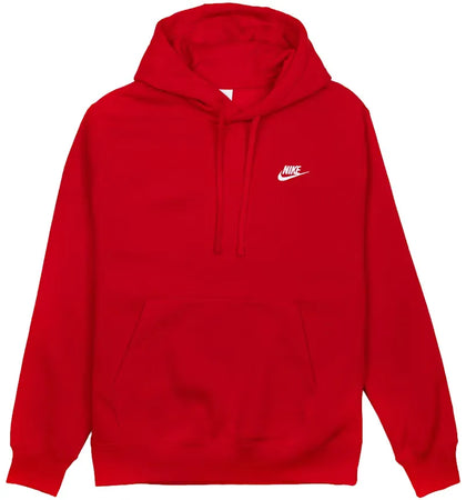 Nike Sportswear Club Fleece Pullover Hoodie Red/White - authentic Nike apparel