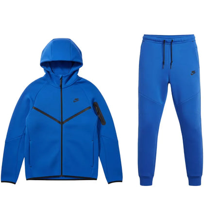 Nike Sportswear Tech Fleece Full Zip Hoodie/Pant Set Royal Blue/Black - authentic Nike apparel