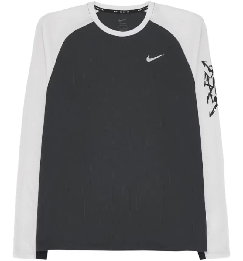 Nike Stride Men's Dri-FIT Waffle Crew-Neck Running Top Anthracite/Platinum Tint/Black - vue 360
