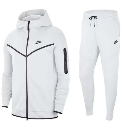 Nike Sportswear Tech Fleece Hoodie & Joggers Set White/Black - authentic Nike apparel