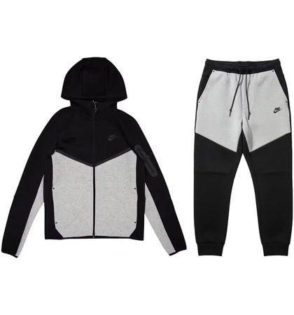 Nike Tech Fleece Windrunner Full Zip Hoodie & Jogger Set Dark Grey Heather/Black - authentic Nike apparel
