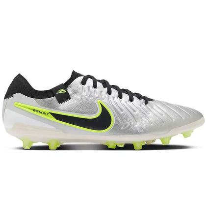 Nike Tiempo Legend 10 Pro AG Metallic Silver Volt Black - authentic Nike sneakers