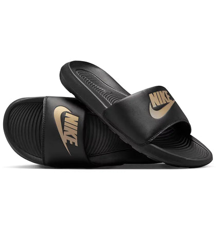 Nike Victori One Slide Black Metallic Gold - authentic Nike sneakers