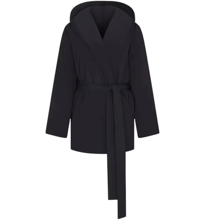 Nike x SKIMS Women's Woven Nylon Wrap Coat Obsidian - vue 360