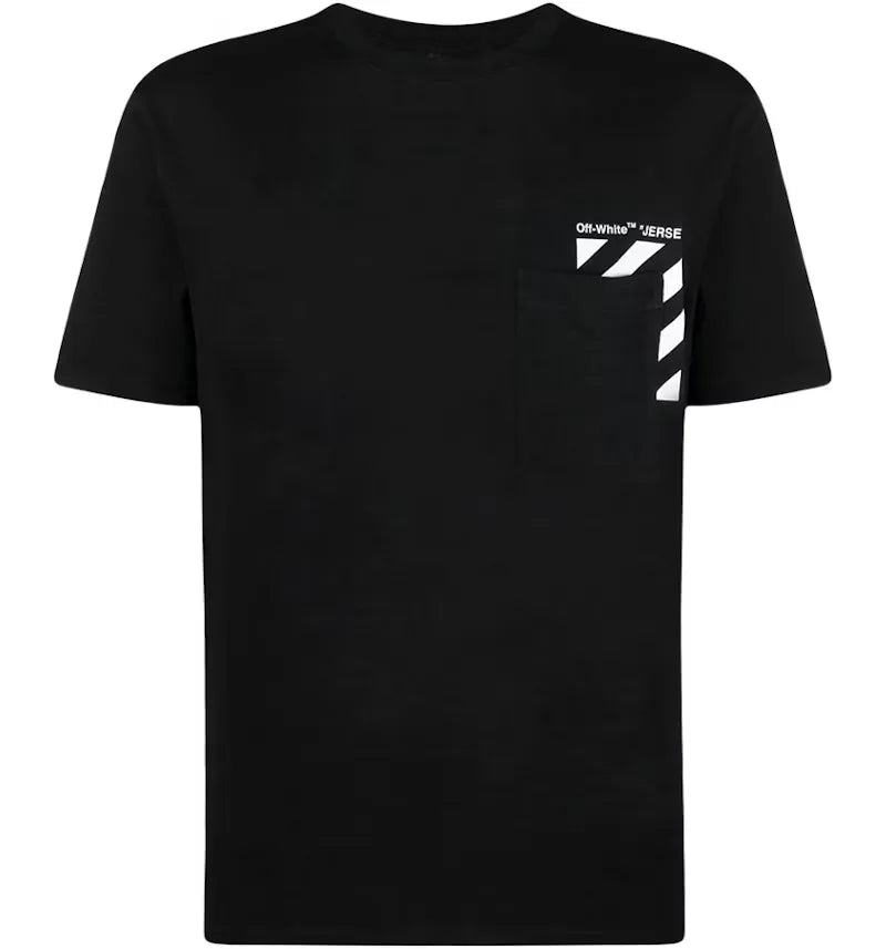 OFF-WHITE Diag-Stripe Pocket Tee Black/White - vue 360