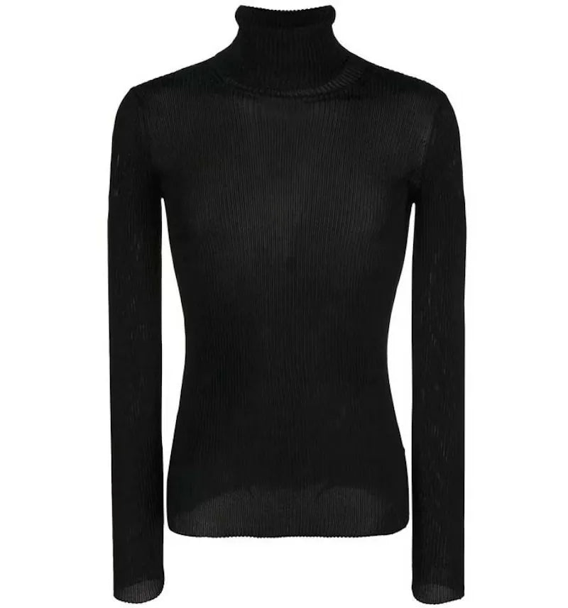 OFF-WHITE Helvet Fine Knit Rib Turtlneck Black - vue 360