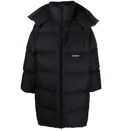 OFF-WHITE Logo-Print Puffer Coat Black - authentic OFF-WHITE product