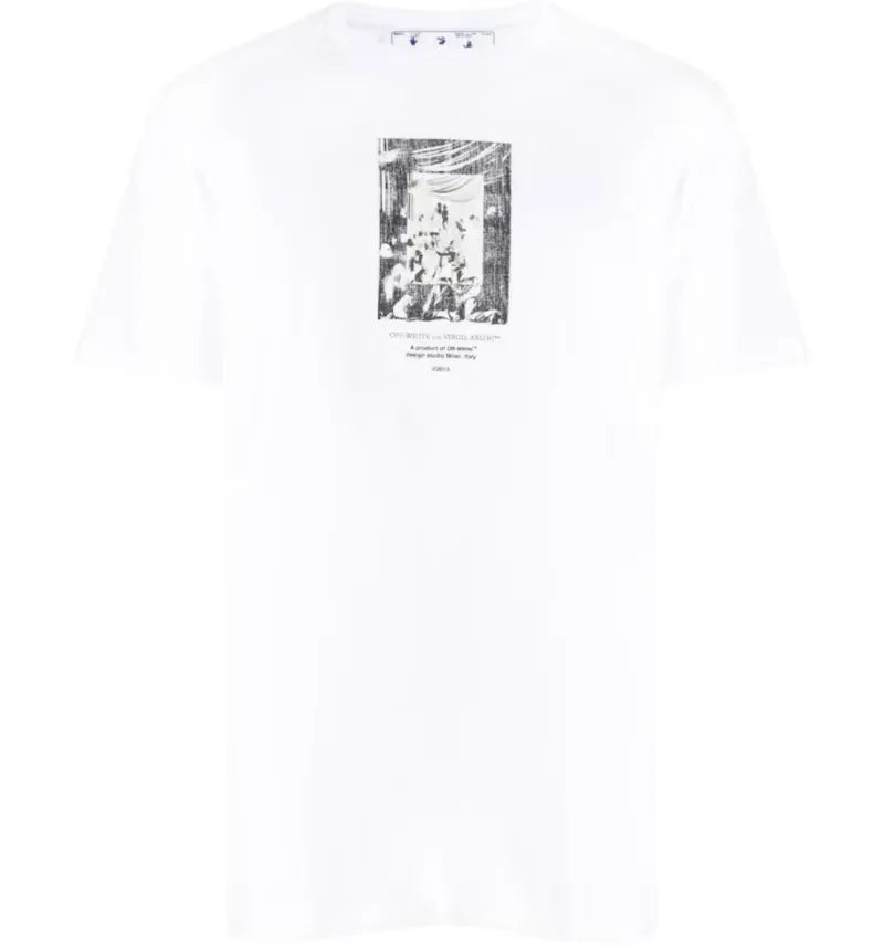 OFF-WHITE Paint Mirror Logo Slim Fit T-Shirt White - vue 360