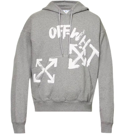OFF-WHITE Paint Script Arrows Skate Hoodie Grey/White - authentic OFF-WHITE apparel