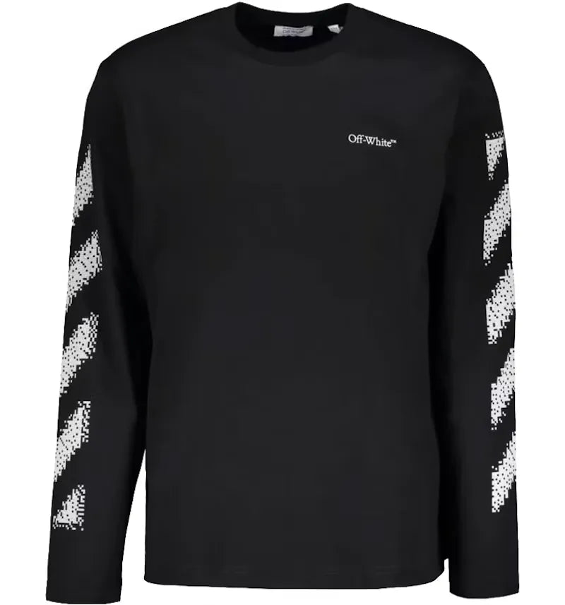 OFF-WHITE Pixel Diagonal Stripes L/S Tee Black - vue 360