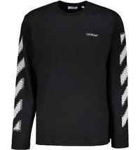 OFF-WHITE Pixel Diagonal Stripes L/S Tee Black