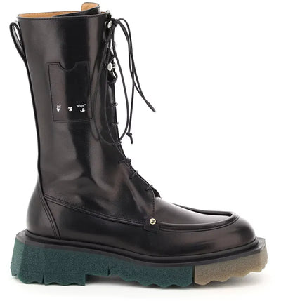 OFF-WHITE Sponge Combat Boot Black Green (Women's)
