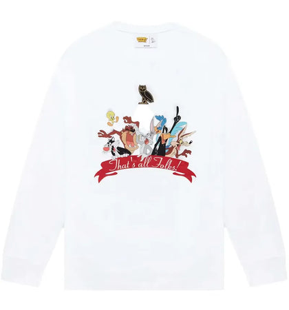 OVO x Looney Tunes Longsleeve T-Shirt White - authentic OVO apparel
