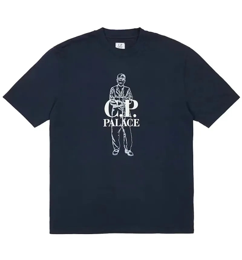 Palace C.P. Company Logo T-Shirt Navy - vue 360