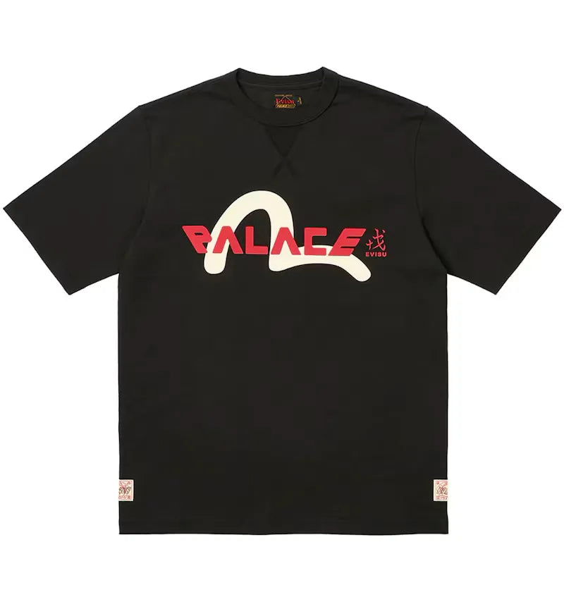 Palace x Evisu Logo T-Shirt Black - vue 360