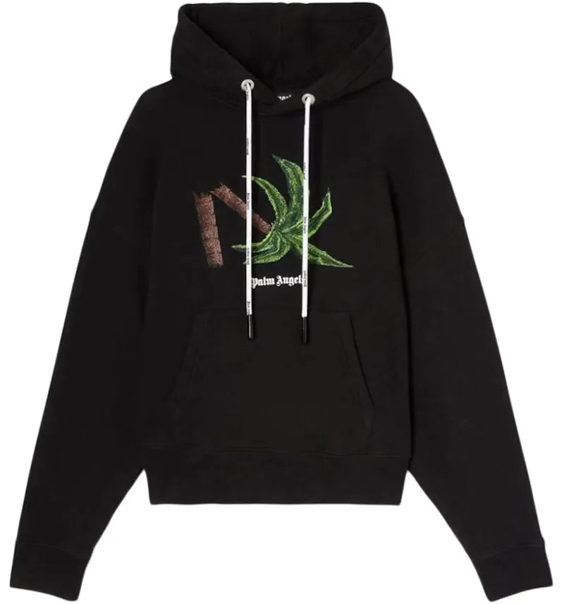 Palm Angels Broken Palm Hoodie Black/Green - vue 360