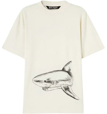 Palm Angels Broken Shark Classic T-Shirt Butter/Black - authentic Palm Angels apparel