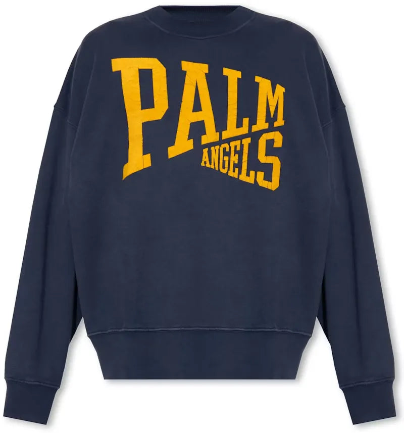 Palm Angels College Crew Fleece Navy Blue - vue 360